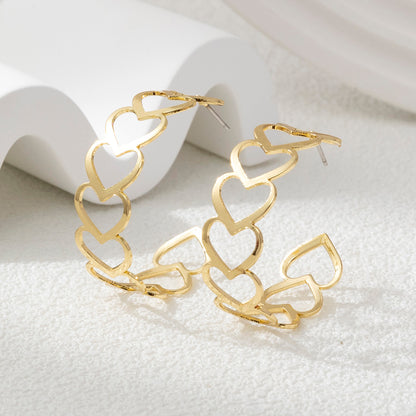 Wholesale Jewelry Casual Streetwear Leaves Heart Shape Alloy Gold Plated Earrings