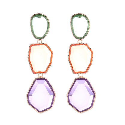 1 Pair Casual Simple Style Geometric Plating Inlay Alloy Resin Gold Plated Drop Earrings