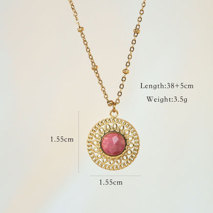 Wholesale Simple Style Classic Style Star Titanium Steel Inlay Zircon Pendant Necklace