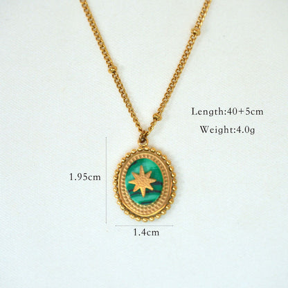 Wholesale Simple Style Classic Style Star Titanium Steel Inlay Zircon Pendant Necklace