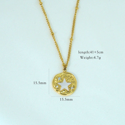 Wholesale Simple Style Classic Style Star Titanium Steel Inlay Zircon Pendant Necklace