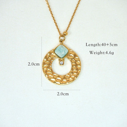 Wholesale Simple Style Classic Style Star Titanium Steel Inlay Zircon Pendant Necklace