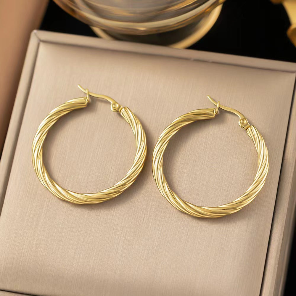 1 Pair Vintage Style Circle Starfish Plating Stainless Steel Hoop Earrings