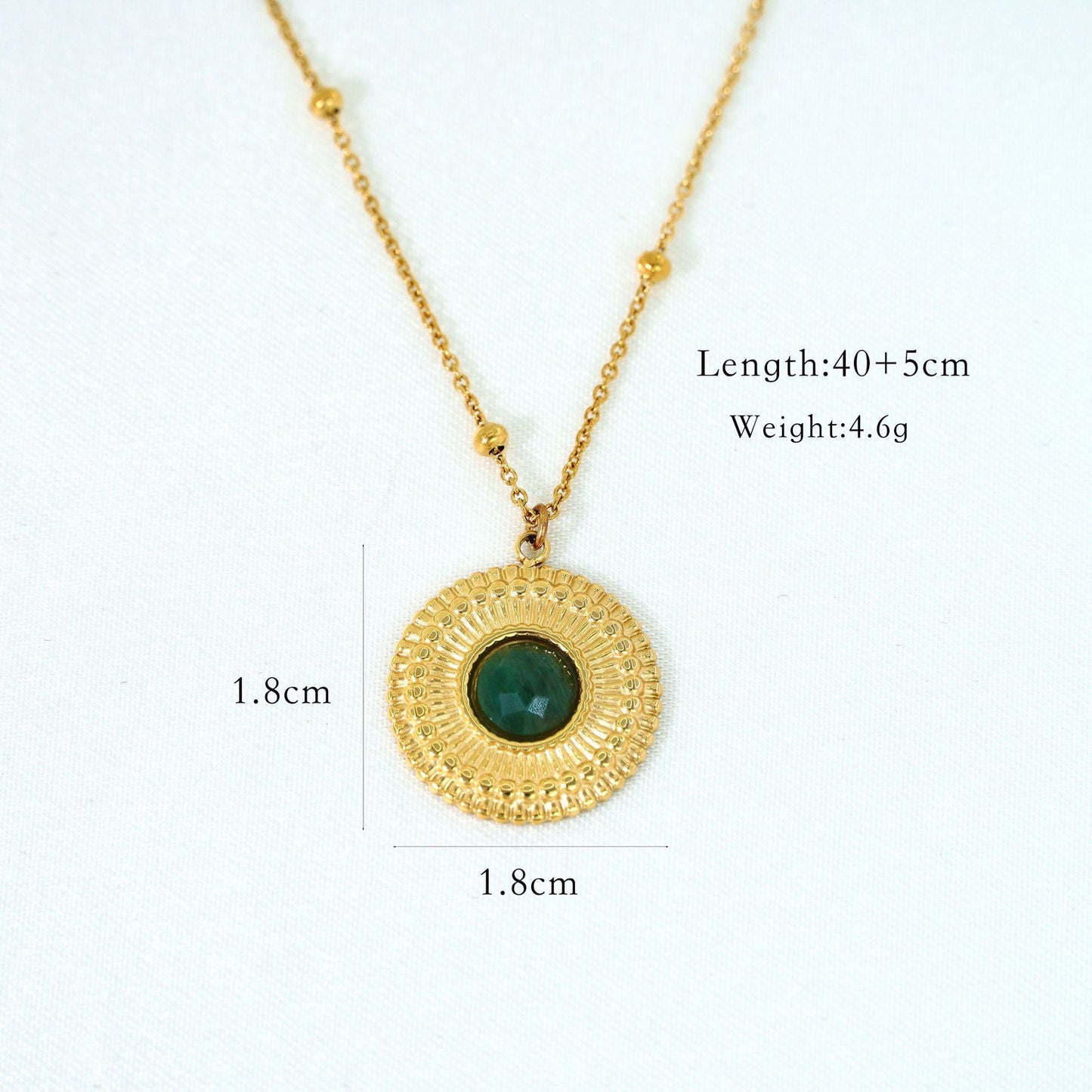 Wholesale Classic Style Round Titanium Steel Inlay Turquoise Pendant Necklace