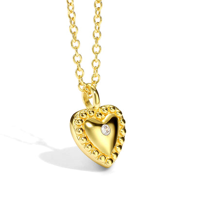 Princess Sweet Heart Shape Copper 18k Gold Plated Shell Zircon Pendant Necklace In Bulk