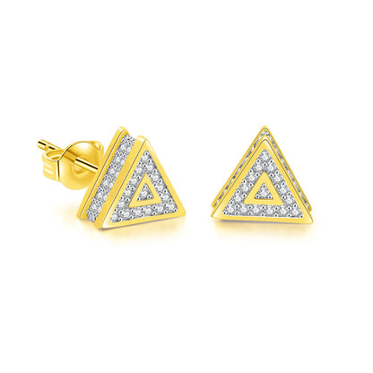 1 Pair Hip-hop Triangle Plating Inlay Copper Zircon Ear Studs