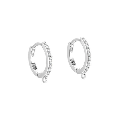 1 Pair Simple Style Color Block Plating Inlay Sterling Silver Zircon Hoop Earrings