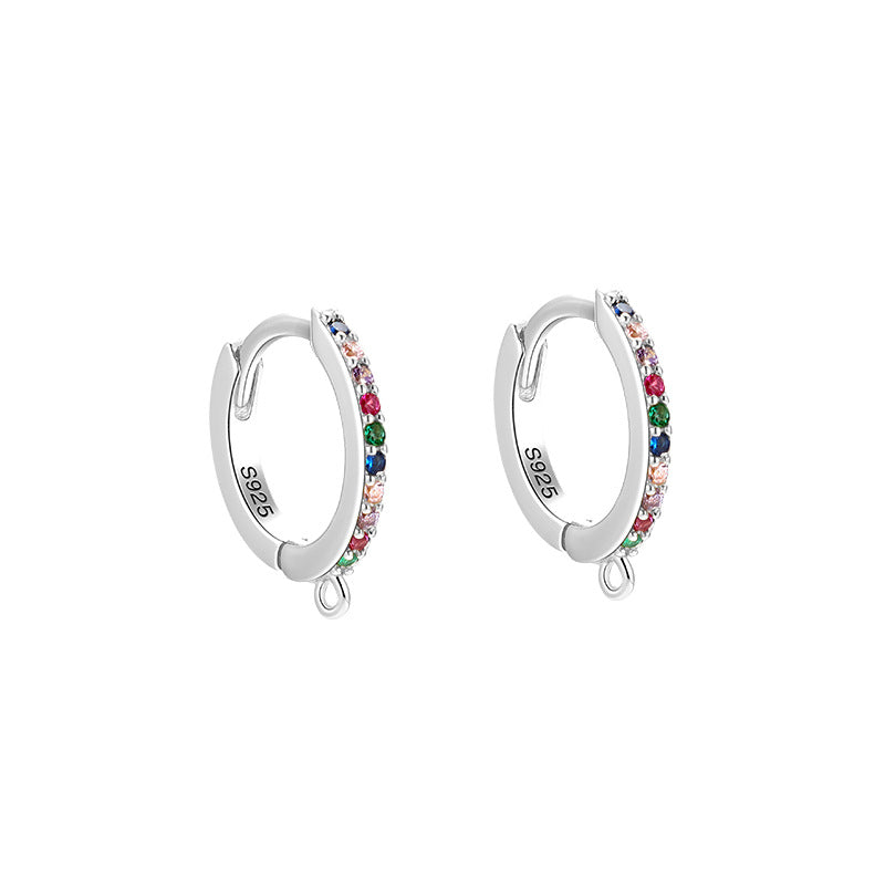 1 Pair Simple Style Color Block Plating Inlay Sterling Silver Zircon Hoop Earrings