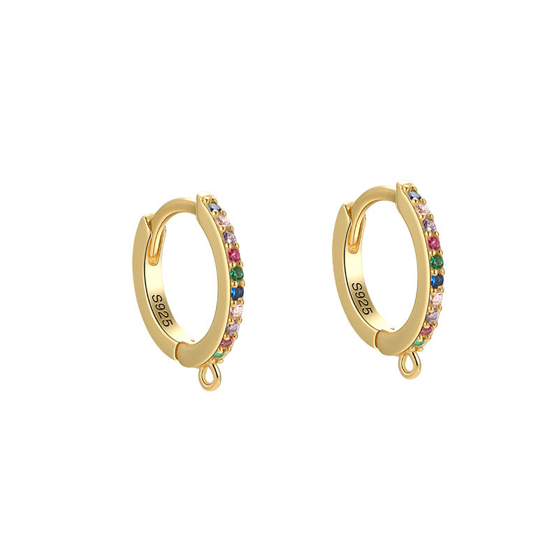 1 Pair Simple Style Color Block Plating Inlay Sterling Silver Zircon Hoop Earrings