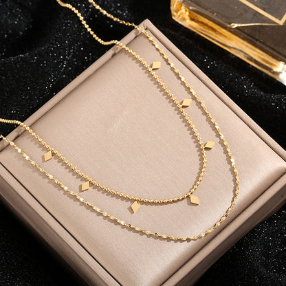 Wholesale Basic Classic Style Geometric Titanium Steel Plating Layered Necklaces