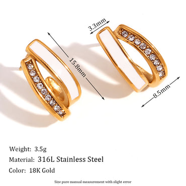 1 Pair Basic Simple Style Classic Style C Shape Plating Inlay Stainless Steel Rhinestones 18k Gold Plated Ear Studs