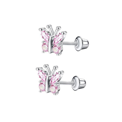 1 Pair Simple Style Cross Star Butterfly Plating Inlay Stainless Steel Zircon Ear Studs