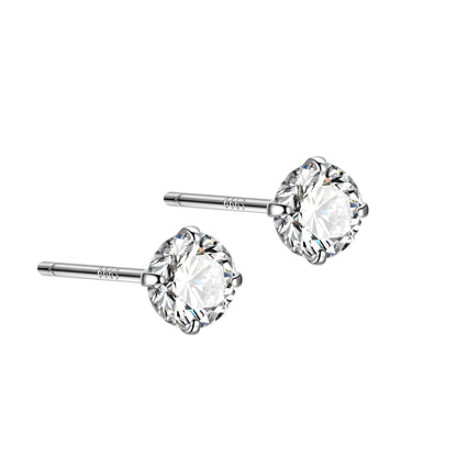 1 Pair Simple Style Doll Constellation Crown Plating Inlay Sterling Silver Zircon Ear Studs