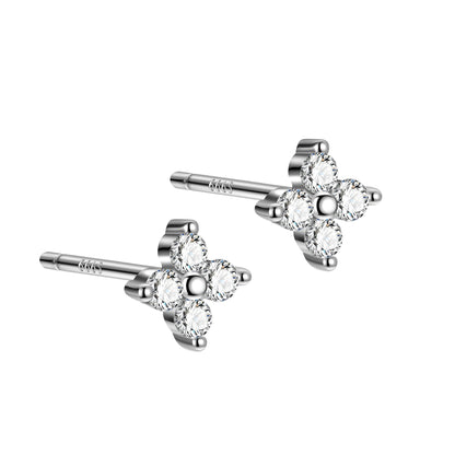 1 Pair Simple Style Doll Constellation Crown Plating Inlay Sterling Silver Zircon Ear Studs