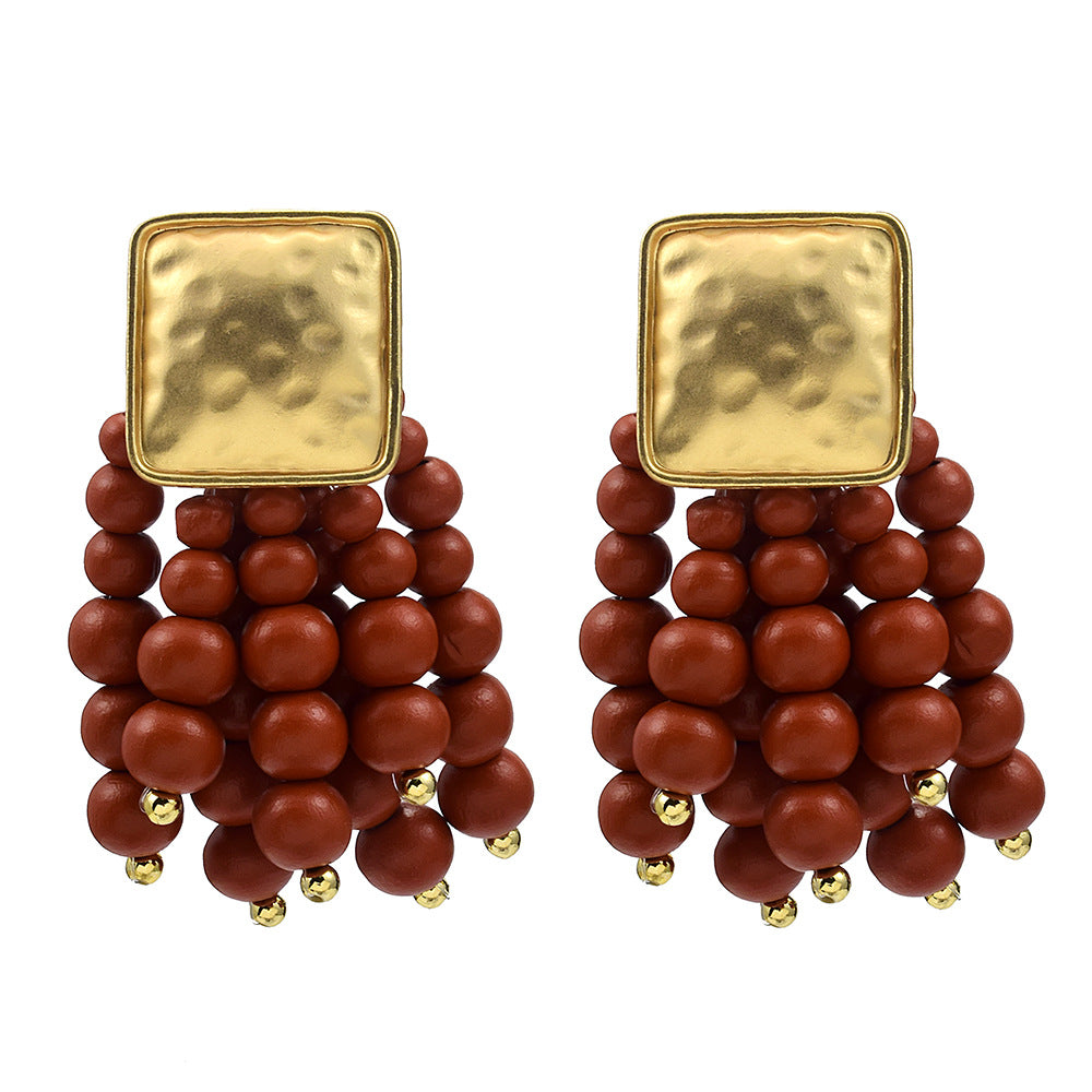 Fashion Tassel Alloy Beaded Tassel Plating Beads Women's Earrings