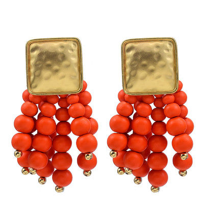 Fashion Tassel Alloy Beaded Tassel Plating Beads Women's Earrings