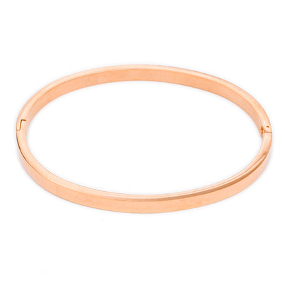 Casual Sweet Simple Style Round Stainless Steel Titanium Steel Plating Metal Button Rose Gold Plated Gold Plated Silver Plated Bangle