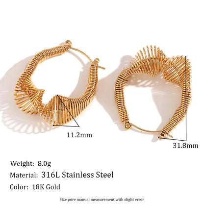 1 Pair Vintage Style Simple Style Classic Style C Shape Plating Inlay Stainless Steel Zircon 18k Gold Plated Ear Studs