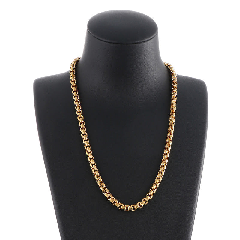 Hip-hop Retro Solid Color Titanium Steel Chain Necklace