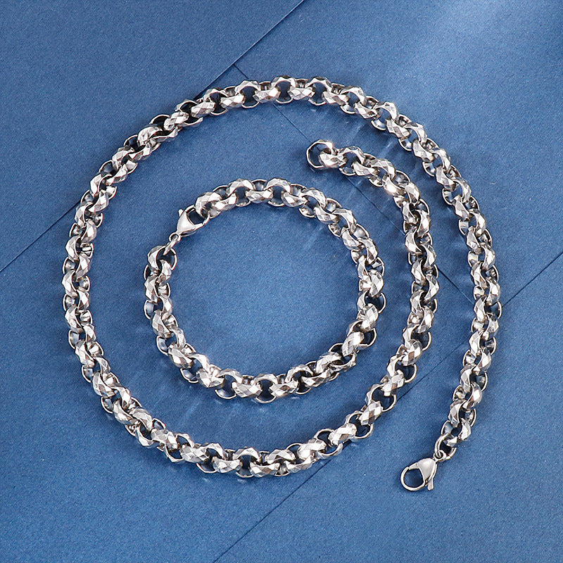 Hip-hop Retro Solid Color Titanium Steel Chain Necklace