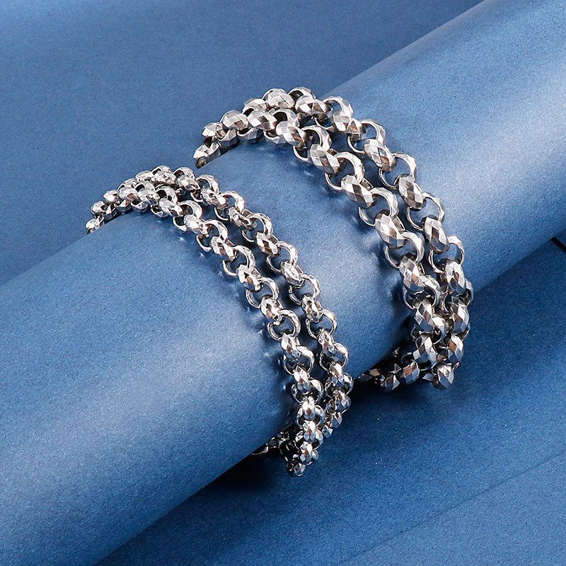 Hip-hop Retro Solid Color Titanium Steel Chain Necklace