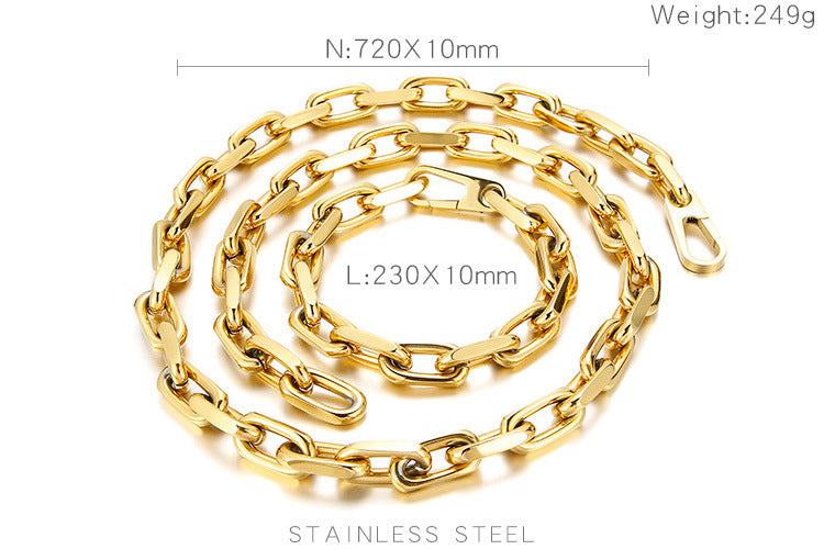 Hip-hop Retro Solid Color Titanium Steel Gold Plated Bracelets