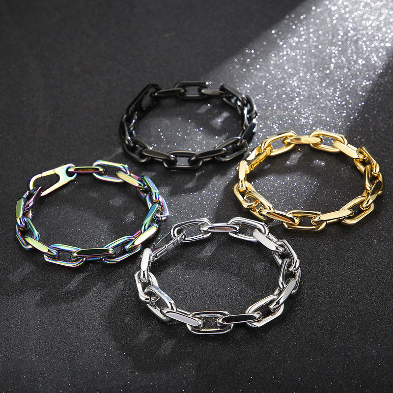 Hip-hop Retro Solid Color Titanium Steel Gold Plated Bracelets