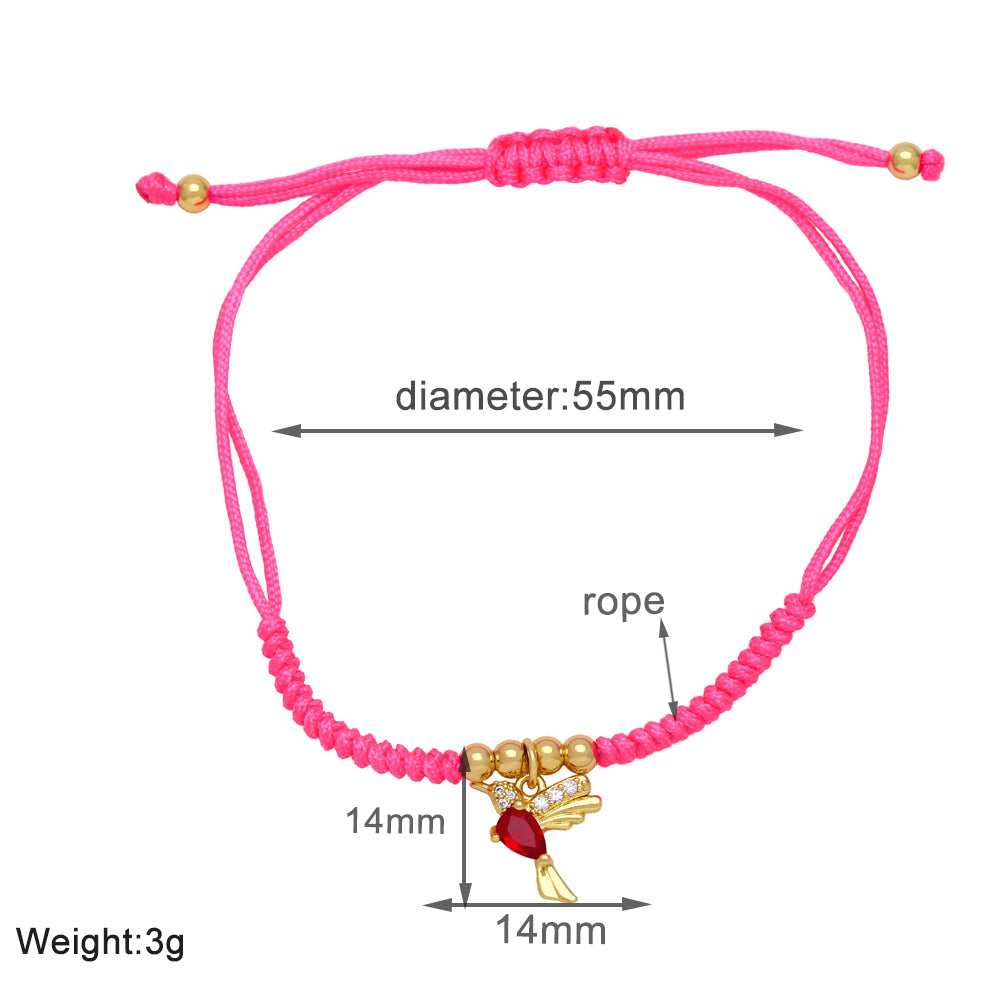 Simple Style Bird Rope Copper Plating Inlay Zircon 18k Gold Plated Bracelets