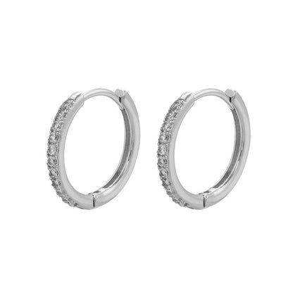 1 Pair Ig Style Casual Simple Style Round Plating Inlay Copper Zircon 18k Gold Plated Hoop Earrings