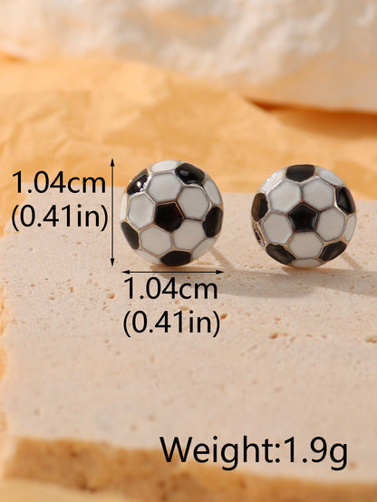 1 Pair Simple Style Sports Basketball Football Painted Epoxy Plating Alloy 14k Gold Plated Ear Studs