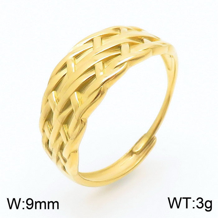 Simple Style Classic Style Solid Color Titanium Steel Plating Gold Plated Rings