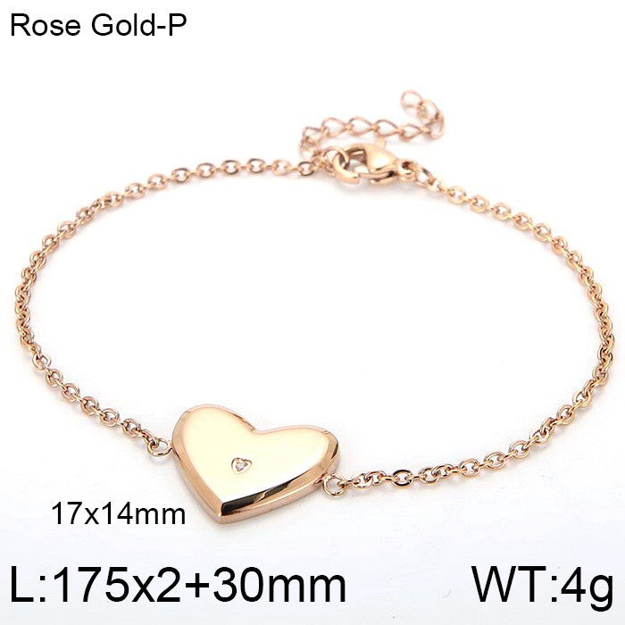 Simple Style Classic Style Heart Shape Titanium Steel Patchwork Bracelets Earrings Necklace