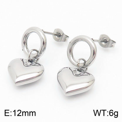 Basic Heart Shape Titanium Steel Plating Gold Plated Earrings Necklace