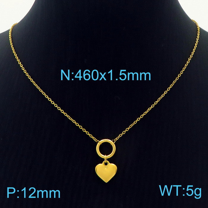 Basic Heart Shape Titanium Steel Plating Gold Plated Earrings Necklace