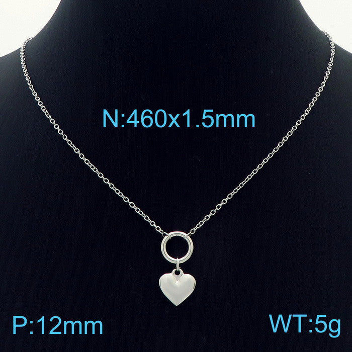 Basic Heart Shape Titanium Steel Plating Gold Plated Earrings Necklace