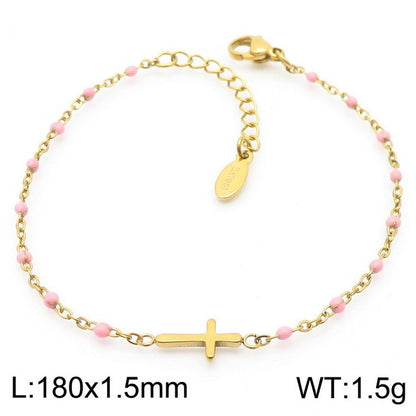 Simple Style Classic Style Cross Titanium Steel Plating Gold Plated Bracelets