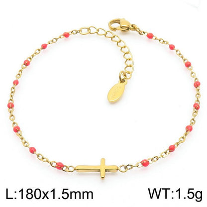 Simple Style Classic Style Cross Titanium Steel Plating Gold Plated Bracelets