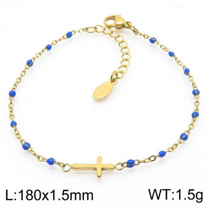 Simple Style Classic Style Cross Titanium Steel Plating Gold Plated Bracelets