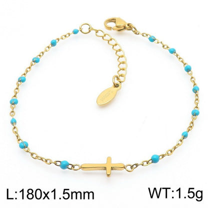 Simple Style Classic Style Cross Titanium Steel Plating Gold Plated Bracelets