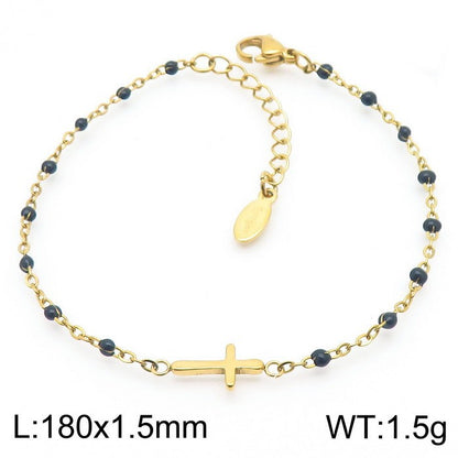 Simple Style Classic Style Cross Titanium Steel Plating Gold Plated Bracelets