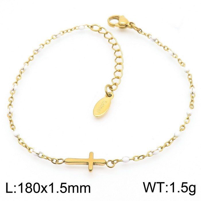 Simple Style Classic Style Cross Titanium Steel Plating Gold Plated Bracelets