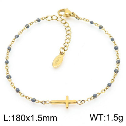 Simple Style Classic Style Cross Titanium Steel Plating Gold Plated Bracelets