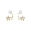 1 Pair Elegant Lady Shiny Petal Plating Inlay Sterling Silver Artificial Pearls Zircon Silver Plated Ear Studs