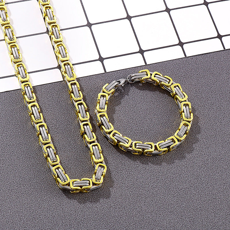 Simple Style Classic Style Color Block Titanium Steel Plating Chain Gold Plated Bracelets Necklace