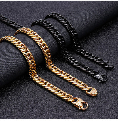 Hip-hop Retro Solid Color Stainless Steel Plating Chain Gold Plated Bracelets Necklace