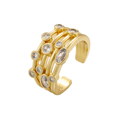 Casual Elegant Simple Style Heart Shape Twist Copper Plating Inlay Artificial Pearls Zircon 18k Gold Plated Open Rings