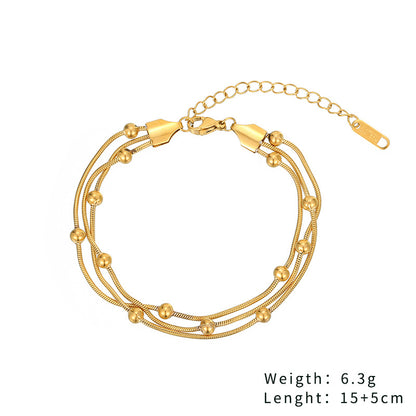 Casual Simple Style Classic Style Round Solid Color Stainless Steel Titanium Steel Plating Gold Plated Bracelets