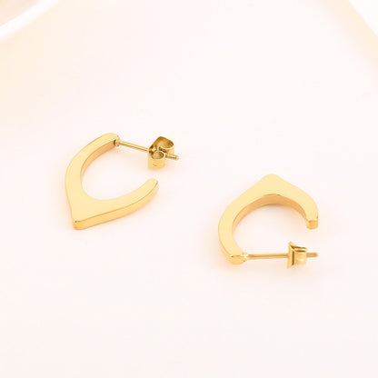 1 Pair Simple Style Classic Style Solid Color Plating Titanium Steel Gold Plated Ear Studs