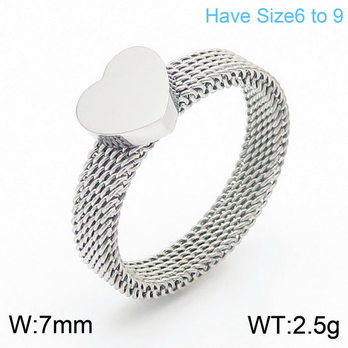 Wholesale Jewelry Simple Style Classic Style Heart Shape Titanium Steel 18K Gold Plated Plating Rings