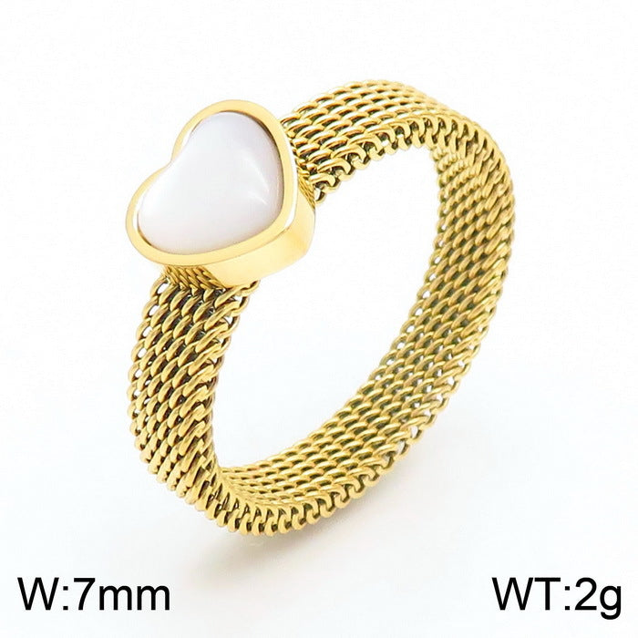 Wholesale Jewelry Simple Style Classic Style Heart Shape Titanium Steel 18K Gold Plated Plating Rings